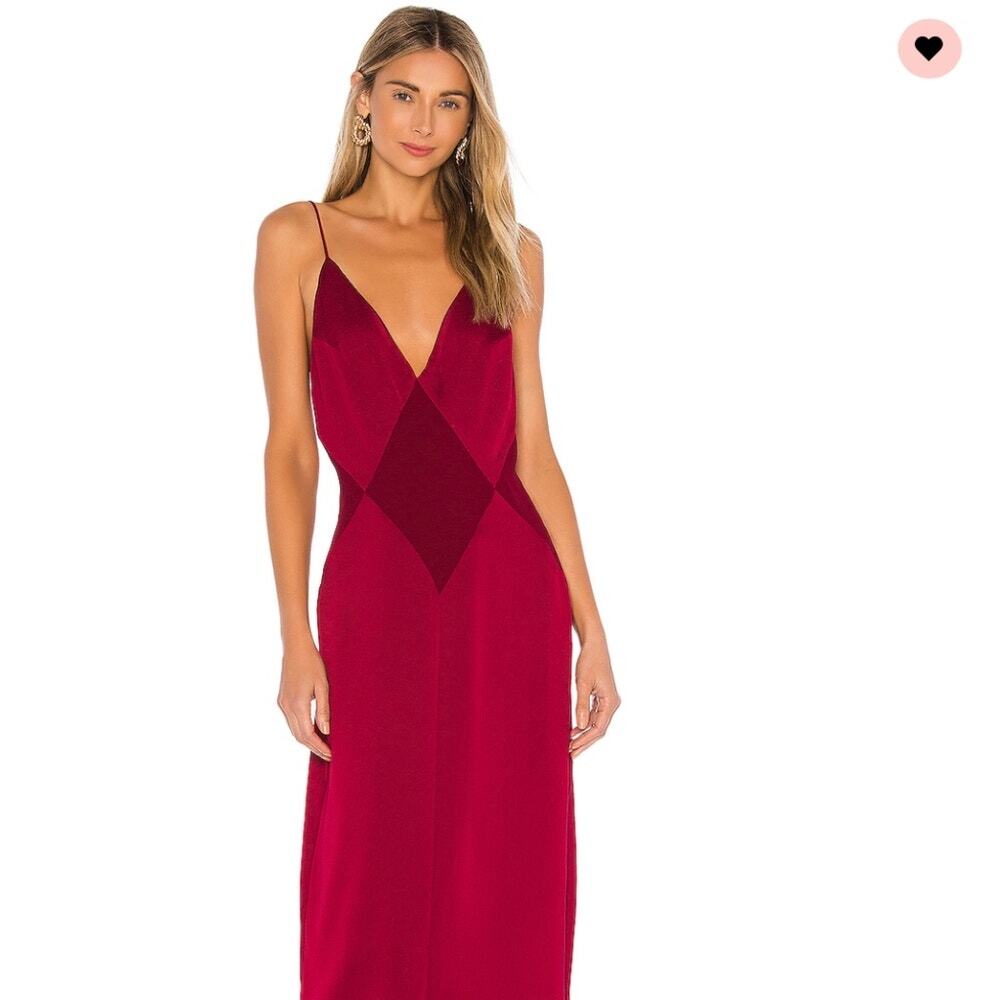 L'Academie The Joelle Maxi Dress Burgundy Red LARGE NWOT Cocktail Occasion